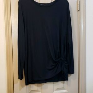 Black long sleeve lightweight top with side gathering XL